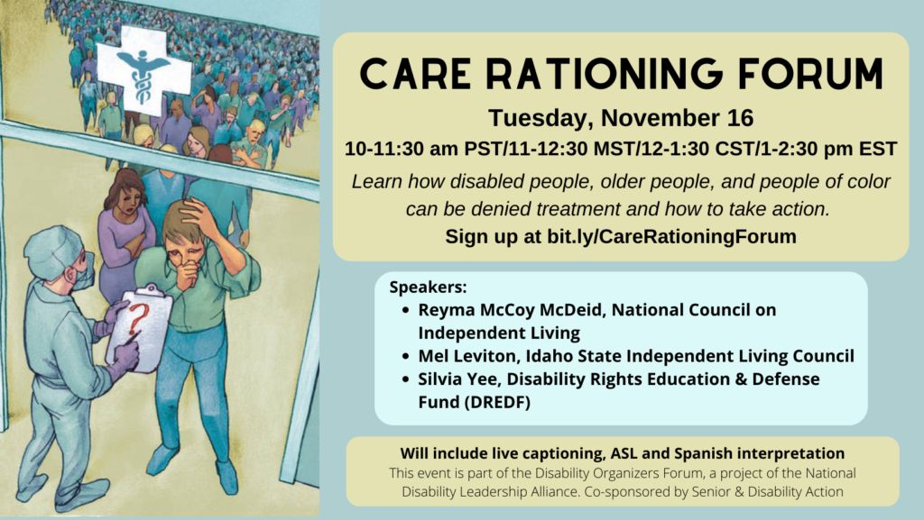 With blue and brown colors, a graphic shows a line of coughing people entering a hospital, with a masked health care provider holding a clipboard with a question mark on it. Graphic text is available in this article.